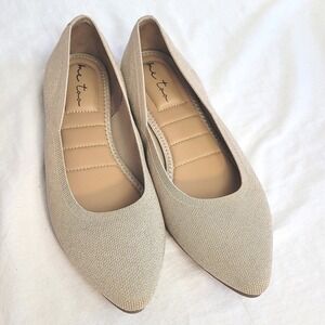 Me Too Womens Pointed Toe Ballet Flats Champagne Minimalist Chic Office Size 10M